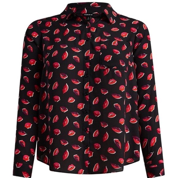 torrid Tops - Lizzie Georgette Button-Up Long Sleeve Shirt